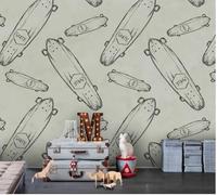 WallustrioaW Papel Pintado 3D Personnalisé Skateboard Dessiné À La Main Papier Peint Mural Photo,Sans Couture,Facile À Installer,Décoration Maison Pour Propriétaires Français-350X245Cm