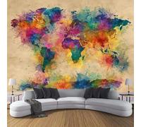 WallustrioaW Papier Peint Mural Sur Mesure,3D Carte Du Monde Colorée Papier Peint Photo,150 X 105 Cm Grand Format-Décoration Murale Pour Salon,Chambre,Bureau Ou Toute Autre Pièce