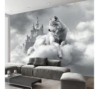WallustrioaW Papier Peint Mural Sur Mesure,3D Château Des Nuages Loup Papier Peint Photo,400 X 280Cm Grand Format-Décoration Murale Pour Salon,Chambre,Bureau Ou Toute Autre Pièce