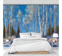 WallustrioaW Papier Peint Mural Sur Mesure,3D Paysage De Forêt De Bouleaux En Hiver Papier Peint Photo,150 X 105 Cm Grand Format-Décoration Murale Pour Salon,Chambre,Bureau Ou Toute Autre Pièce