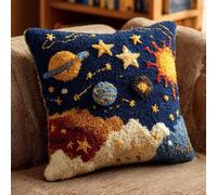 WallustrioaW Point Noué Kit De Taie D'Oreiller À Crochet,Ciel Étoilé Kit Coussin Au Point Noué Pour La Décoration D'Oreillers Et De Coussins,43X43Cm