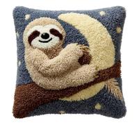 WallustrioaW Point Noué Kit De Taie D'Oreiller À Crochet,Paresse Et Lune Kit Coussin Au Point Noué Pour La Décoration D'Oreillers Et De Coussins,43X43Cm