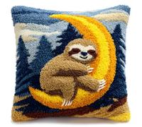 WallustrioaW Point Noué Kit De Taie D'Oreiller À Crochet,Paresse Et Lune Kit Coussin Au Point Noué Pour La Décoration D'Oreillers Et De Coussins,43X43Cm