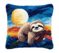 WallustrioaW Point Noué Kit De Taie D'Oreiller À Crochet,Paresse Et Lune Kit Coussin Au Point Noué Pour La Décoration D'Oreillers Et De Coussins,43X43Cm