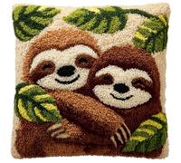 WallustrioaW Point Noué Kit De Taie D'Oreiller À Crochet,Paresseux Kit Coussin Au Point Noué Pour La Décoration D'Oreillers Et De Coussins,43X43Cm