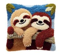 WallustrioaW Point Noué Kit De Taie D'Oreiller À Crochet,Paresseux Kit Coussin Au Point Noué Pour La Décoration D'Oreillers Et De Coussins,43X43Cm