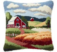 WallustrioaW Point Noué Kit De Taie D'Oreiller À Crochet,Paysages Ruraux Kit Coussin Au Point Noué Pour La Décoration D'Oreillers Et De Coussins,43X43Cm