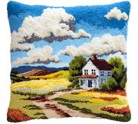 WallustrioaW Point Noué Kit De Taie D'Oreiller À Crochet,Paysages Ruraux Kit Coussin Au Point Noué Pour La Décoration D'Oreillers Et De Coussins,43X43Cm