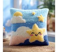 WallustrioaW Point Noué Kit De Taie D'Oreiller À Crochet,Stars De Dessins Animés Kit Coussin Au Point Noué Pour La Décoration D'Oreillers Et De Coussins,43X43Cm