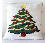 WallustrioaW Scène de neige d'hiver Kit de coussin au point de croix,arbre de Noël,kit de broderie,broderie à l'aiguille faite à la main,housse de coussin pour adulte débutant,45x45cm