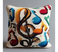 WallustrioaW Symboles Musicaux Kit Point Noué Á Faire Coussin Broderie Debutant Diy Latch Hook Kit Complet Decoration Maison Manuelle Loisir Créatif 43 X 43 Cm Embroidery