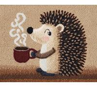 WallustrioaW Tapis Point Noué À Faire,Le hérisson qui boit du café,Kits De Fabrication De Tapis À Faire Soi-Même Pour Débutants Et Adultes,Décoration De La Maison,55x75cm