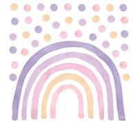 Wally Fox Stickers muraux chambre enfant arc-en-ciel & pois violet taille L | Cinq arcs-en-ciel de 71 x 100 cm et 50 pois de 5,8 cm en violet, à disposer librement sur le mur tendre de l'enfant.