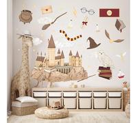 Wally Fox Stickers Muraux Enfants - Autocollants Décoratifs - Non Toxique, Sûr, de Haute Qualité - Déco Chambre Enfant - Set -Chouette, Magie, Sorcellerie, Sorciers - Marron, Rouge, Jaune - 62,5x125cm
