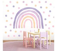 Wally Fox Stickers Muraux Enfants - Autocollants Décoratifs - Non Toxique, Sûr, de Haute Qualité - Déco Chambre Enfant - Set - Arc-en-ciel violet XL + 50 pcs points/pois