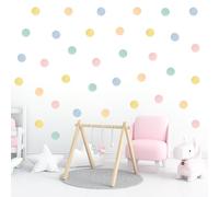 Wally Fox Stickers Muraux Enfants - Autocollants Décoratifs - Non Toxique, Sûr, de Haute Qualité - Déco Chambre Enfant - Set - Points pastel/pois + 50 pcs.