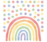 Wally Fox Stickers Muraux Enfants - Autocollants Décoratifs - Non Toxique, Sûr, de Haute Qualité - Déco Chambre Enfant - Set - Arc-en-ciel coloré classique L+60 pcs de points/pois