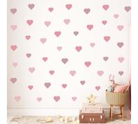 Wally Fox Stickers Muraux Enfants - Autocollants Décoratifs - Non Toxique, Sûr, de Haute Qualité - Déco Chambre Enfant - Set - Coeurs 120 Pcs - Nuances De Rose - 31x143cm