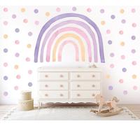 Wally Fox Stickers Muraux Enfants - Autocollants Décoratifs - Non Toxique, Sûr, de Haute Qualité - Déco Chambre Enfant - Set - Arc-en-ciel violet L + 50 pcs points/pois