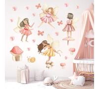 Wally Fox Stickers Muraux Enfants - Autocollants Décoratifs - Non Toxique, Sûr, de Haute Qualité - Déco Chambre Enfant - Set - Fées, Elfes, Sorciers - Rose, Violet, Jaune, Marron - 52,5x100cm