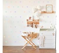 Wally Fox Stickers Muraux Enfants - Autocollants Décoratifs - Non Toxique, Sûr, de Haute Qualité - Déco Chambre Enfant - Set - Coeurs Pastel, Roses, Bleus, Céladon, Bleus, Jaunes - 31x145cm