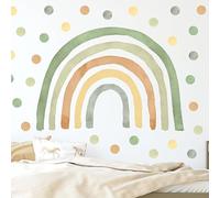 Wally Fox Stickers Muraux Enfants - Autocollants Décoratifs - Non Toxique, Sûr, de Haute Qualité - Déco Chambre Enfant - Set - Arc-en-ciel vert M + 50 pcs points/pois