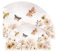 Wally Fox Stickers Muraux Enfants Fleurs- Autocollants Décoratifs - Non Toxique, Sûr, de Haute Qualité - Déco Chambre Enfant - Fleurs, papillons - Beige, marron, jaune - 1pcs