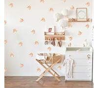 Wally Fox Stickers Muraux Enfants Fleurs- Autocollants Décoratifs - Non Toxique, Sûr, de Haute Qualité - Déco Chambre Enfant - Fleurs, feuilles - Rose, marron, vert - 39pcs
