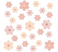 Wally Fox Stickers Muraux Enfants Fleurs- Autocollants Décoratifs - Non Toxique, Sûr, de Haute Qualité - Déco Chambre Enfant - Pâquerette - Rose, crème - 48pcs
