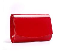 WALLYN'S Women Patent Leather Wallets Fashion Clutch Purses, Evening Bag Handbag Solid Color (Red)