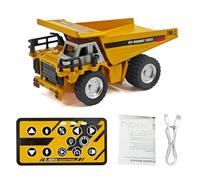 Walmeck 1:64 RC Dump Truck Camion de Construction télécommandé avec Lumières et Son Démo Automatique Croisière Automatique pour Enfants Adultes Jeu Intérieur Extérieur Alliage