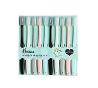 Walmeck 10pcs Brosse à Dents Ensemble Adulte Voyage Doux Nettoyage en Profondeur Dents de Dents Orales pour la Maison et les Voyages Utiliser le Blanc Noir Rose Bleu Gris