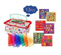 Walmeck Boîte à Mouchoirs Montessori pour bébé, Jouet d'apprentissage Sensoriel Doux pour Bébés de 6 à 12 Mois, avec Papiers Froissés, Foulards en Soie, Rose Rouge 19.5x11.5x7.5cm (Rouge)