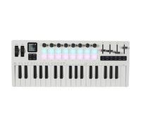 Walmeck Clavier MIDI 37-Key with Velocity Sensibilité 16 RVB Backlit Drum Pads 8 Boutons 4 Faders Synthesizer Moteur Abs Blanc