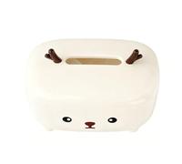 Walmeck Couvercle de Boîte à Mouchoirs en Plastique, Distributeur de Mouchoirs en Plastique, Organisateur pour Cuisine, Salon, Salle Bain, Décor, Forme Animale, Pieds Antidérapants, (Cerf crème)