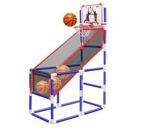 Walmeck Ensemble de Cerceaux de Basket-Ball Réglables pour Enfants, avec 4 Balles, équipement D'entraînement Intérieur et Extérieur adapté aux Enfants (Ensemble de Jeu de Basket-Ball)