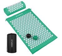 Walmeck Ensemble Tapis D'acupression et Oreiller avec Balles de Massage, Soulagement de la Douleur sur Tout le Corps pour le Dos, Cou, les épaules, Stimule les Nerfs, Améliore (Vert Jade)