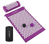 Walmeck Ensemble Tapis D'acupression et Oreiller avec Balles de Massage, Soulagement de la Douleur sur Tout le Corps pour le Dos, Cou, les épaules, Stimule les Nerfs, Améliore (Violet-ZK,)