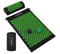 Walmeck Ensemble Tapis D'acupression et Oreiller avec Balles de Massage, Soulagement de la Douleur sur Tout le Corps pour le Dos, Cou, les épaules, Stimule les Nerfs, Améliore (Vert)