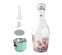 Walmeck Hachoir à Viande électrique Multifonctionnel, Hachoir à Légumes, Récipient en Verre, 6 Lames, 2 Lames, Double Tête, Mini Robot Culinaire Rechargeable intégré, Antidérapant, Blanc