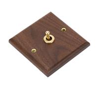 Walmeck Interrupteur à Bascule Rétro Unipolaire de Style Antique, 250 V, avec Panneau Mural en Noyer Noir et Laiton, 86 X 88 Mm, Idéal pour une Décoration Intérieure vintage.