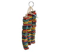 Walmeck Jouet à Mâcher pour Oiseaux, Jouet à Mâcher, Bloc en Bois coloré Suspendu 3 Cordes, Jouant Détruire avec Crochet, Papier Kraft en Bois pour Oiseaux de Grande, Moyenne