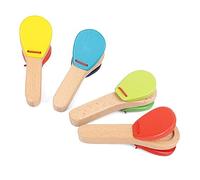 Walmeck Jouet D'éducation Précoce : Castagnettes à Main en Bois pour | Hêtre Naturel, Poignée de Transport Portable, Design aux Couleurs Vives, Enseignement du Rythme et de la coordination.