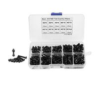 Walmeck Kit D'assortiment D'écrous de Boulons à Tête Hexagonale à Tête Cylindrique M3 de 300 Pièces, Fixation Noire Haute Résistance qualité 10,9, avec Différentes Longueurs, p