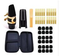 Walmeck Kit de Remplacement pour Saxophone, Ensemble D'accessoires Professionnels pour Saxophone, Embout en Métal, Tampon de Morsure en Silicone, étui Rangement Anches