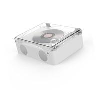 Walmeck Lecteur CD Rétro avec Deux Haut-parleurs et Télécommande (Blanc) | Rechargeable, Batterie 2500 MAh, Grain de Bois, 5.0, Lecture USB, Prise Casque