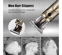 Walmeck Men Hair Clippers LCD Affichage Fil Barber Clipper Haircut Grooming Set T- Trimm Electric Beard Trimm pour Voyager Brun (Type 1)