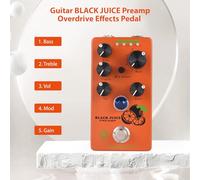 Walmeck Mini Effecteur D'overdrive de Préampli de Guitare à Circuit BB amélioré, Gain/boost Moyen/volume/aigus/basses/bouton 4 Modes, Commandes Polyvalentes, True Bypass, Effecteur