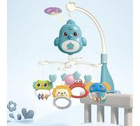 Walmeck Mobile pour Berceau avec Musique et Projection D'étoiles, Sucette | 20 Berceuses, Projection de Ciel étoilé, 4 Jouets Suspendus Mignons, Matériau ABS, Volume Réglable, pour Bébés Garçons Filles