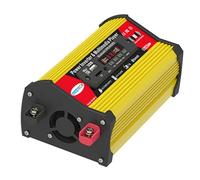 Walmeck Onduleur à Onde Sinusoïdale Pure 300 W, Convertisseur 12 V à 110 V 220 avec Deux Ports USB, Affichage LED, Haut-Parleur BT, Voiture, Camion, Onduleur pour Camping, Voyages (Jaune)